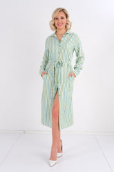 DD6136 Green Stripe Midi Dress