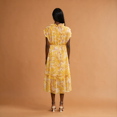H2017 Yellow Summer Chiffon Maxi