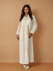 GG2013 Beige Stripped Maxi Shirt Dress