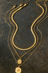 GG4140 3 Row Mixed Chain Necklace