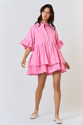 DD4070 Pink Mini Shirt Dress