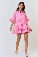 DD4070 Pink Mini Shirt Dress
