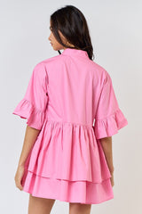 DD4070 Pink Mini Shirt Dress