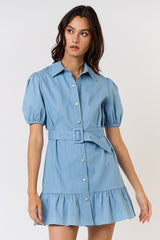 DD4076 Blue Denim Mini Dress