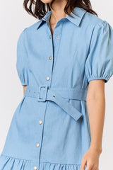 DD4076 Blue Denim Mini Dress