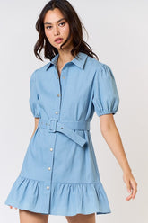 DD4076 Blue Denim Mini Dress