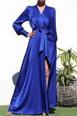 DD4090 Blue Satin Gown
