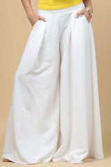 GG4037 White Wide Palazzo Pants
