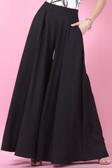 GG4034 Black Wide Palazzo Pants