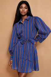 GG4110 Blue Stripe Shirt Dress