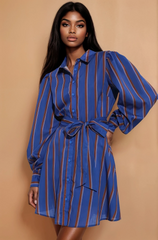 GG4110 Blue Stripe Shirt Dress