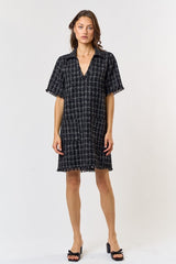 DD4075 Black Tweed Block Dress