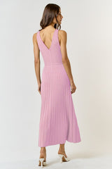 DD4074 Pink Sleeveless Ribbed Maxi