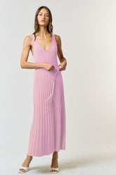 DD4074 Pink Sleeveless Ribbed Maxi