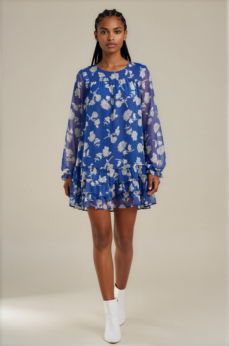 H3139 Blue & White Floral Mini