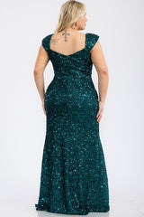 DD4078 Teal Sequin Maxi Dress