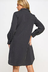 DD4063 Black Long Sleeve Shirt Dress
