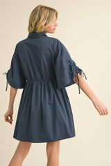 DD7004 Navy Chino-style Breast Flap Pockets Dress