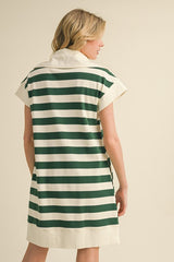 DD7002 Horizontal Stripes Dress with Pockets