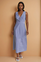 GG4017 V Neck Sleeveless Midi Dress