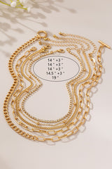 GG4141 5 Layer Mixed Chain And Rhinestone Necklace