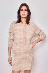 GG1032 Beige Square Cardigan