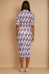 GG4133 Button Down Short Sleeve Midi Dress