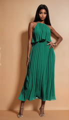 GG4120 Emerald Green Pleated Dress