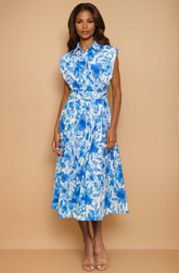 GG4109 Blue Floral Print Midi Dress