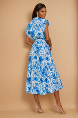 GG4109 Blue Floral Print Midi Dress
