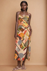 GG4026 Tropical Patchwork Sleeveless Midi