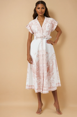 GG4020 Taupe Print Detail Midi Dress