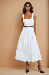 GG4114 White A-Line Midi