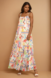GG4022 Beachy Coastal Print Maxi