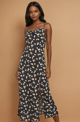 GG4062 Daisy Print Cowl Neck Midi Dress