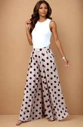 GG4038 Choco Polka Dot Wide Leg Palazzo Pants