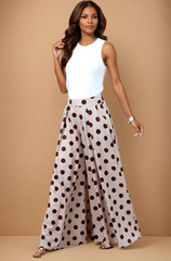 GG4038 Choco Polka Dot Wide Leg Palazzo Pants