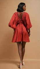 GG4123 Brick Smocked Woven Mini Dress