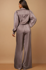 GG4012 Mocha Solid Button Down Top