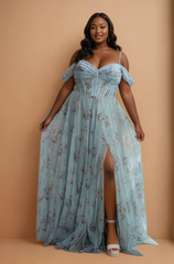 GG4047 Deep Sage Off The Shoulder Floral Print Maxi