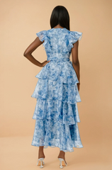 GG4021 Blue Print Layered Maxi Dress