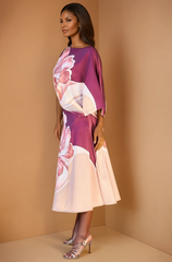 GG4129 Wine Floral Print Skirt