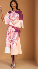 GG4129 Wine Floral Print Skirt