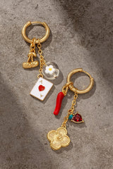 GG4151 Gold Mismatched Charm Hoop Earrings