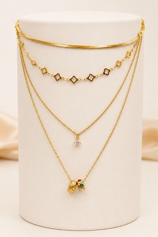 H3180 18k Stainless Steel Tarnish Free Layered Necklace