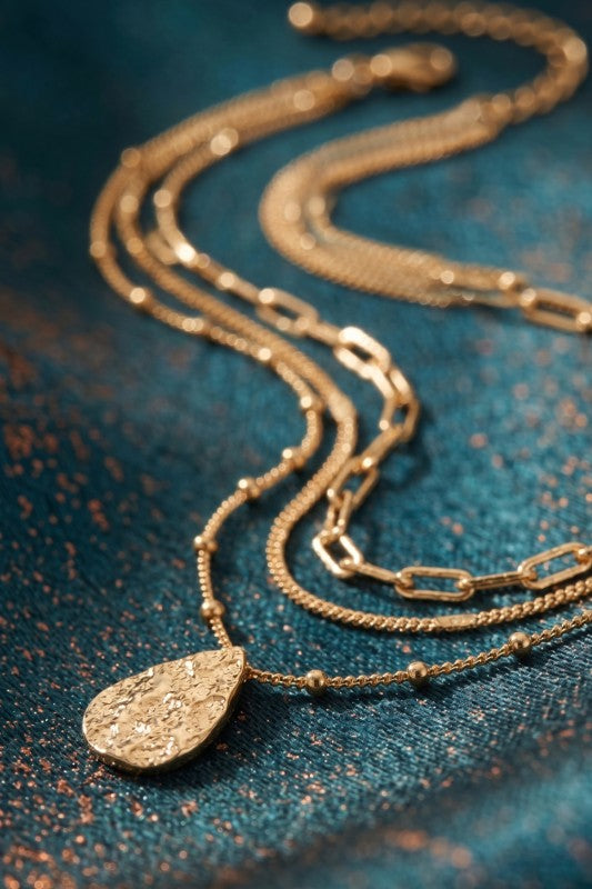 H3208 Three Row Chunky Chain Necklace