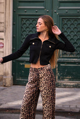 GG1039 Black Zip Cardigan