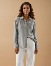 GG2007 Khaki Stripe Casual Blouse