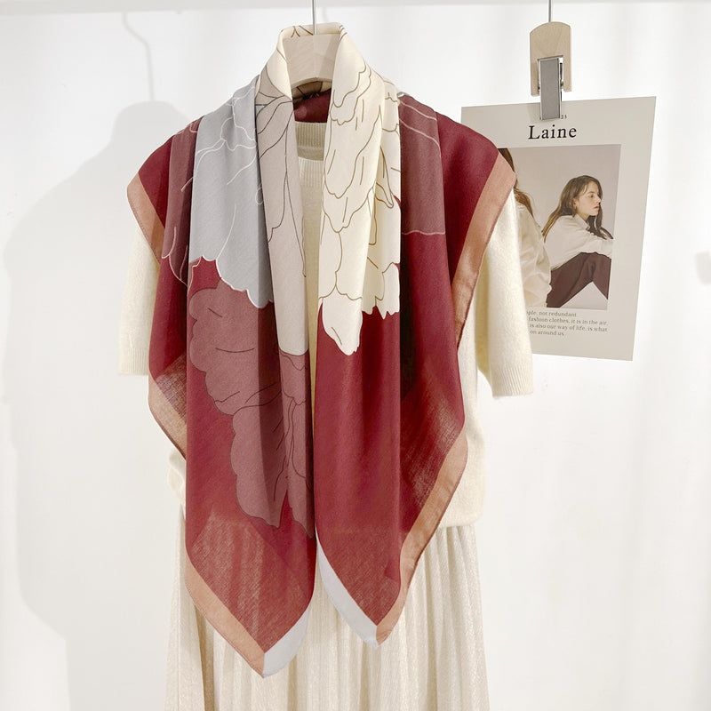 H3064 Red Print Scarf