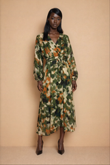 GG2079 Green Print Dress